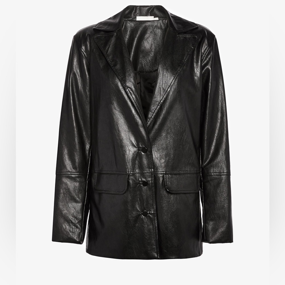 Vegan leather oversized blazer